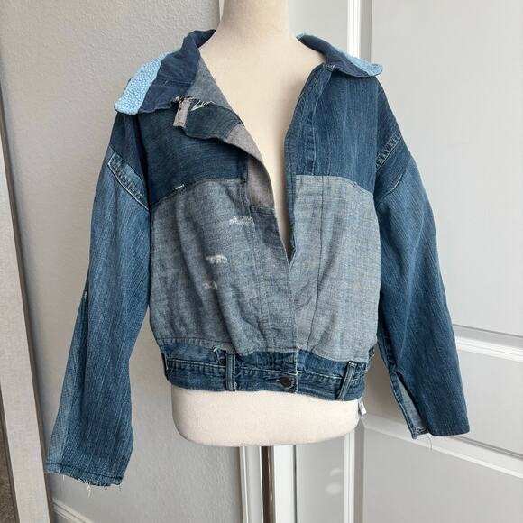 Levi’s Jackets & Blazers - Levi's Custom Reworked Denim Jacket Upcycled Patchwork Jean Jacket Sz M Bomber